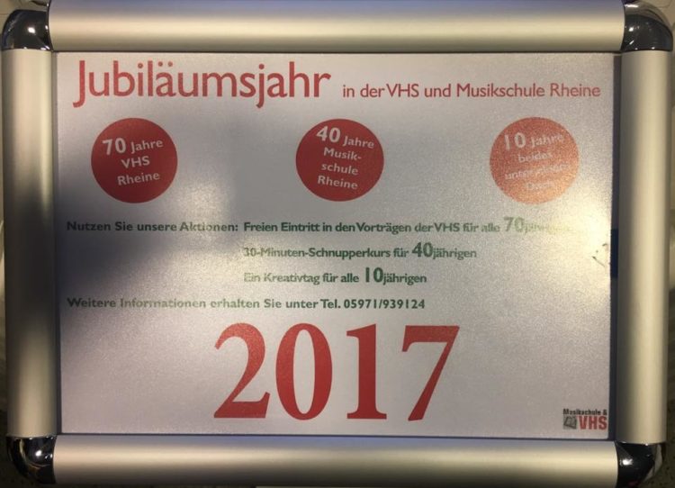 70 Jahre VHS, 40 Jahre Musikschule, 10 Jahre beide unter einem Dach in Rheine