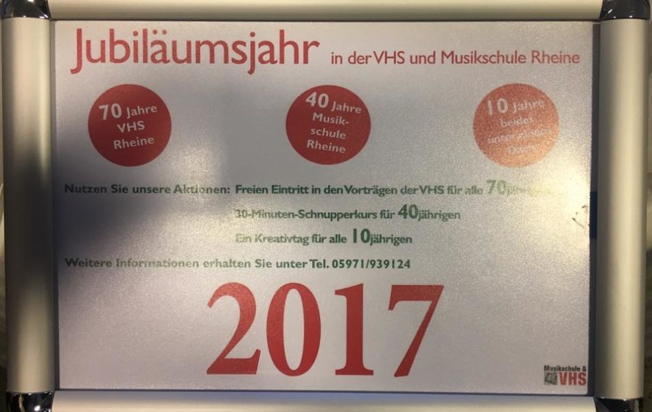 70 Jahre VHS, 40 Jahre Musikschule, 10 Jahre beide unter einem Dach in Rheine
